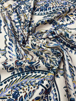 Blue Paisley Print Fabric - Whotex Fabrics London