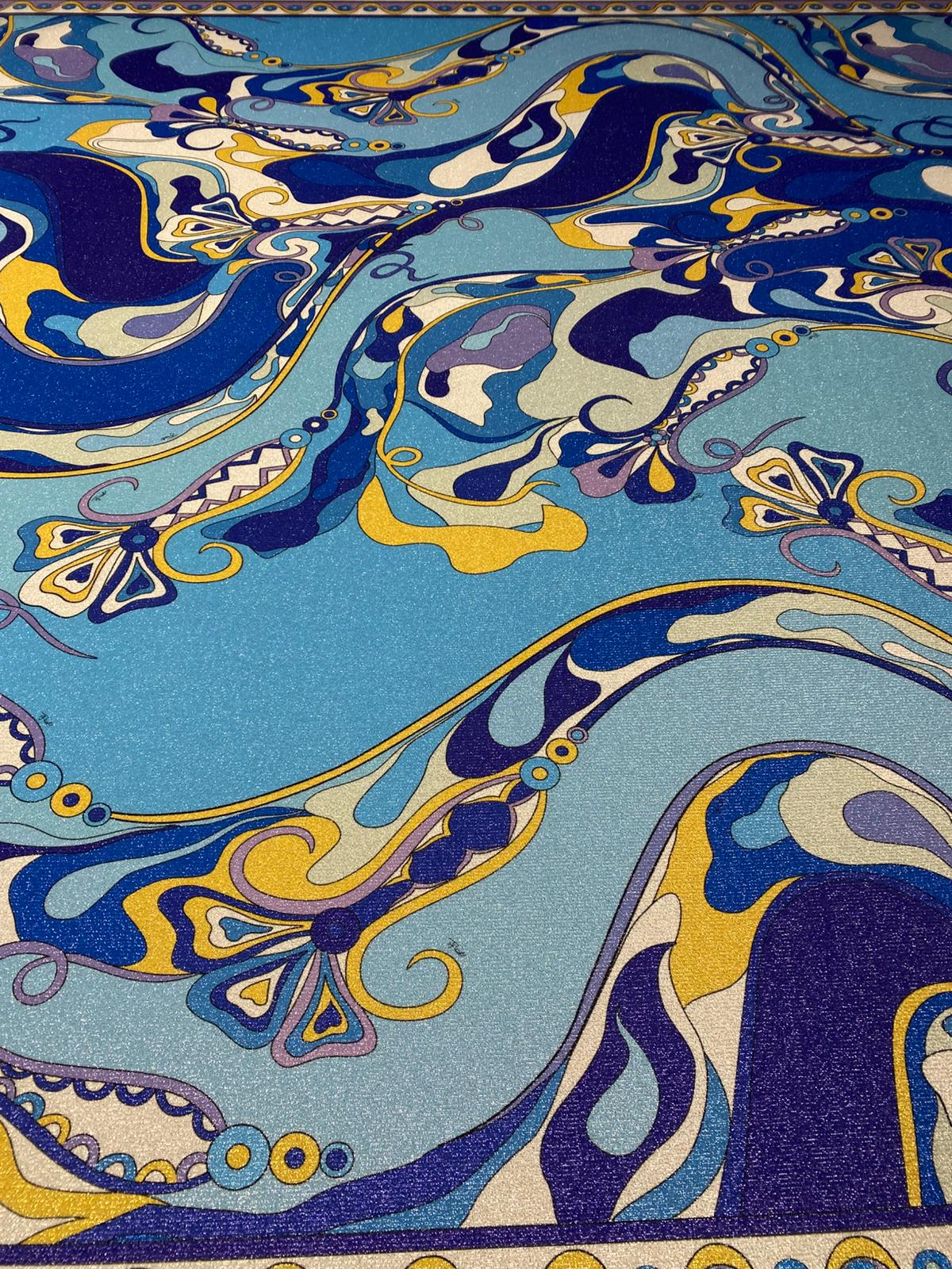 Blue Shimmer Print Lurex Fabric by the Metre - Whotex Fabrics London