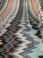 Blue & Silver Zigzag Fabric by the Metre - Whotex Fabrics London