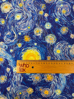 Blue Starry Print Spandex Fabric by the Metre - Whotex Fabrics London