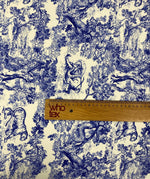 Blue Toile Print Crepe Fabric by the Metre - Whotex Fabrics London