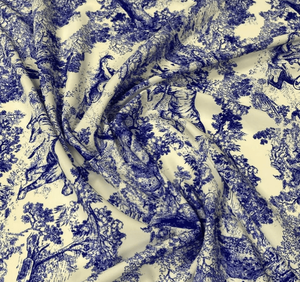 Blue Wild Forest Pattern Fabric by Metre - Whotex Fabrics London