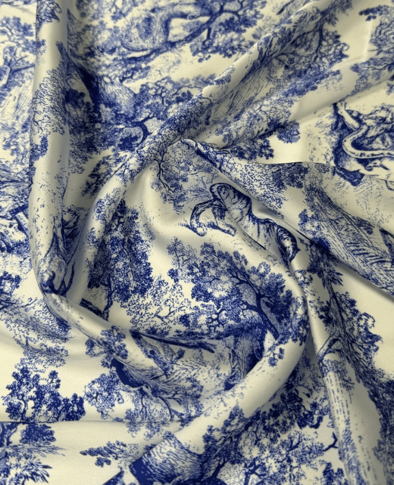 Blue Wild Forest Pattern Fabric by Metre - Whotex Fabrics London