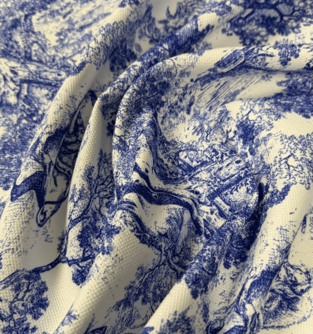 Blue Wild Forest Pattern Fabric by Metre - Whotex Fabrics London