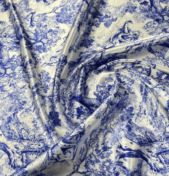 Blue Wild Forest Pattern Fabric by Metre - Whotex Fabrics London