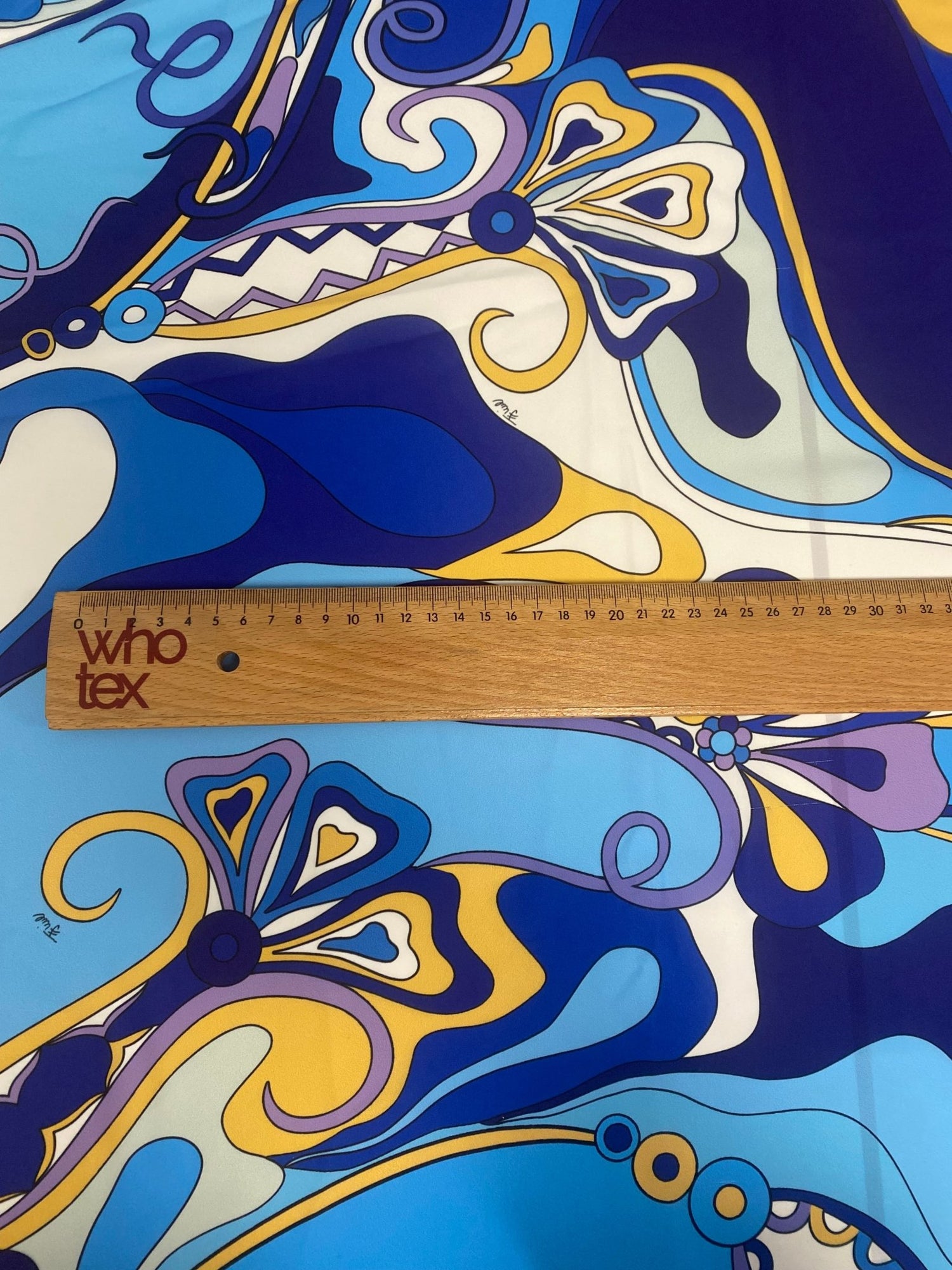 Blue Yellow Print Crep Fabric - Whotex Online Fabric Store