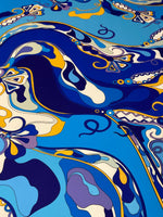 Blue Yellow Print Fabric Sold by Metre - Whotex Fabrics London