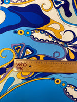 Blue Yellow Print Fabric Sold by Metre - Whotex Fabrics London