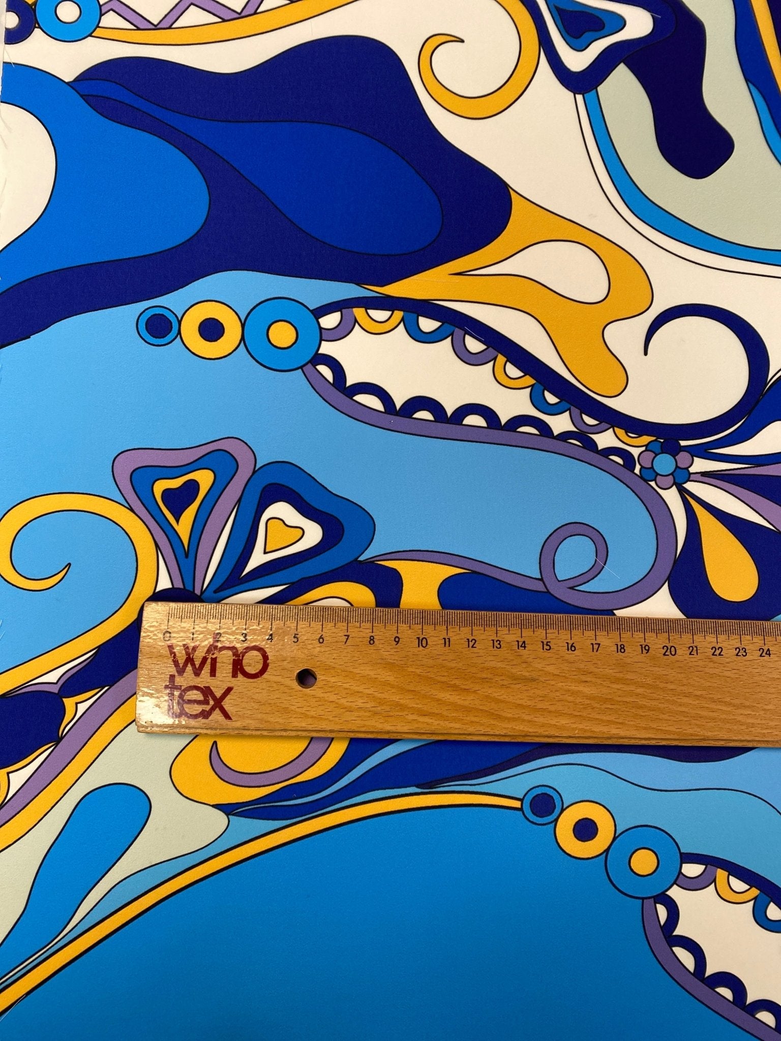 Blue Yellow Print Fabric Sold by Metre - Whotex Fabrics London