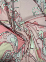 Blush Pink Psychedelic Swirl Organic Cotton Poplin Fabric by the Metre - Whotex Fabrics London