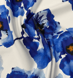 Bold Blue Watercolor Floral Fabric Sold by Metre - Whotex Fabrics London