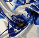 Bold Blue Watercolor Floral Fabric Sold by Metre - Whotex Fabrics London