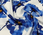 Bold Blue Watercolor Floral Fabric Sold by Metre - Whotex Fabrics London
