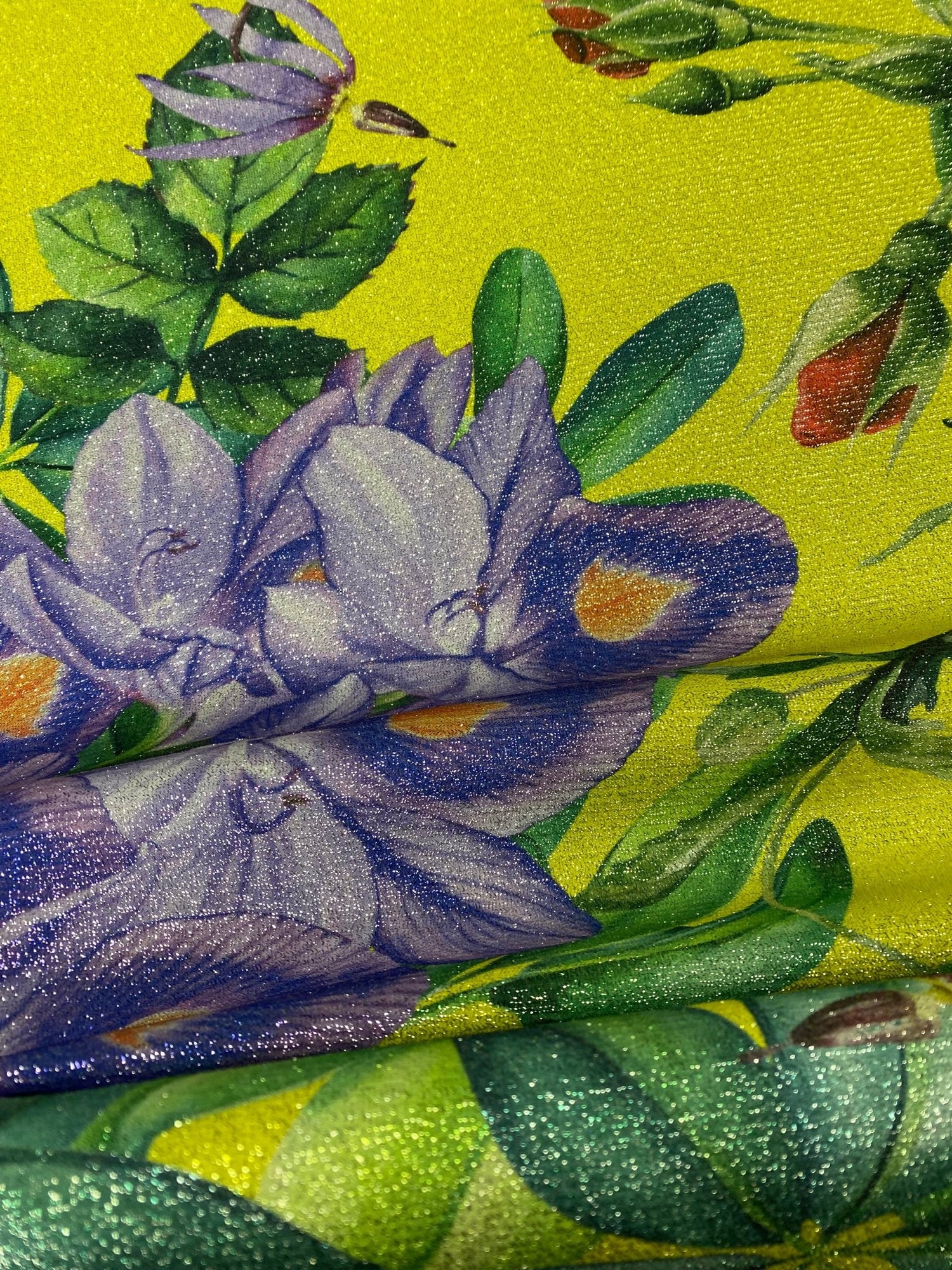Bold Floral Lurex Fabric by the Metre - Whotex Fabrics London