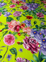 Bold Floral Satin Fabric by the Metre - Whotex Fabrics London