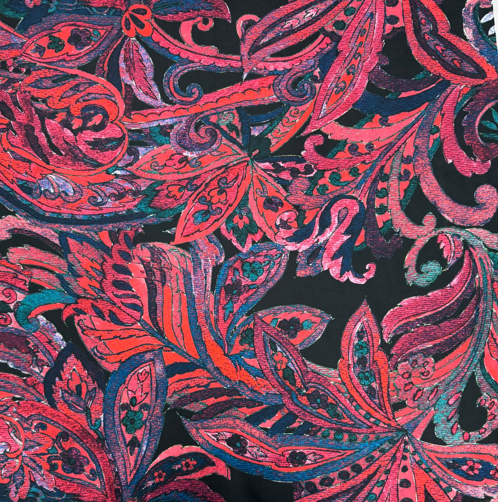 Bold Red Paisley Print Fabric on Black | Fabric by Metre - Whotex Fabrics London