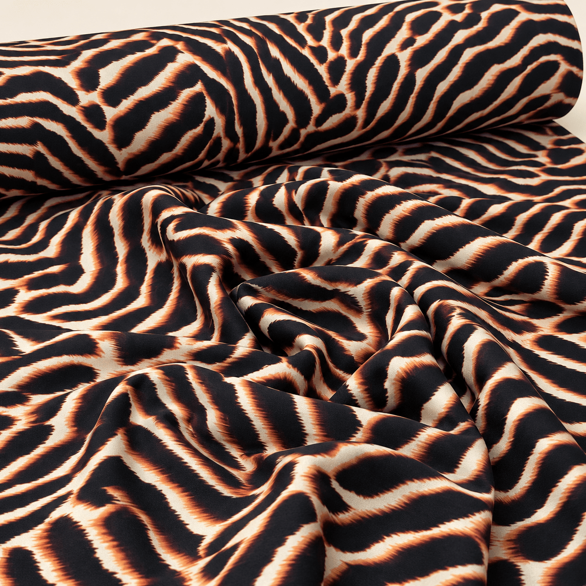 Brown and Black Animal Stretch Scuba Fabric by the Metre - Whotex Fabrics London