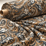 Brown & Beige Paisley Print Fabric by the Metre - Whotex Fabrics London