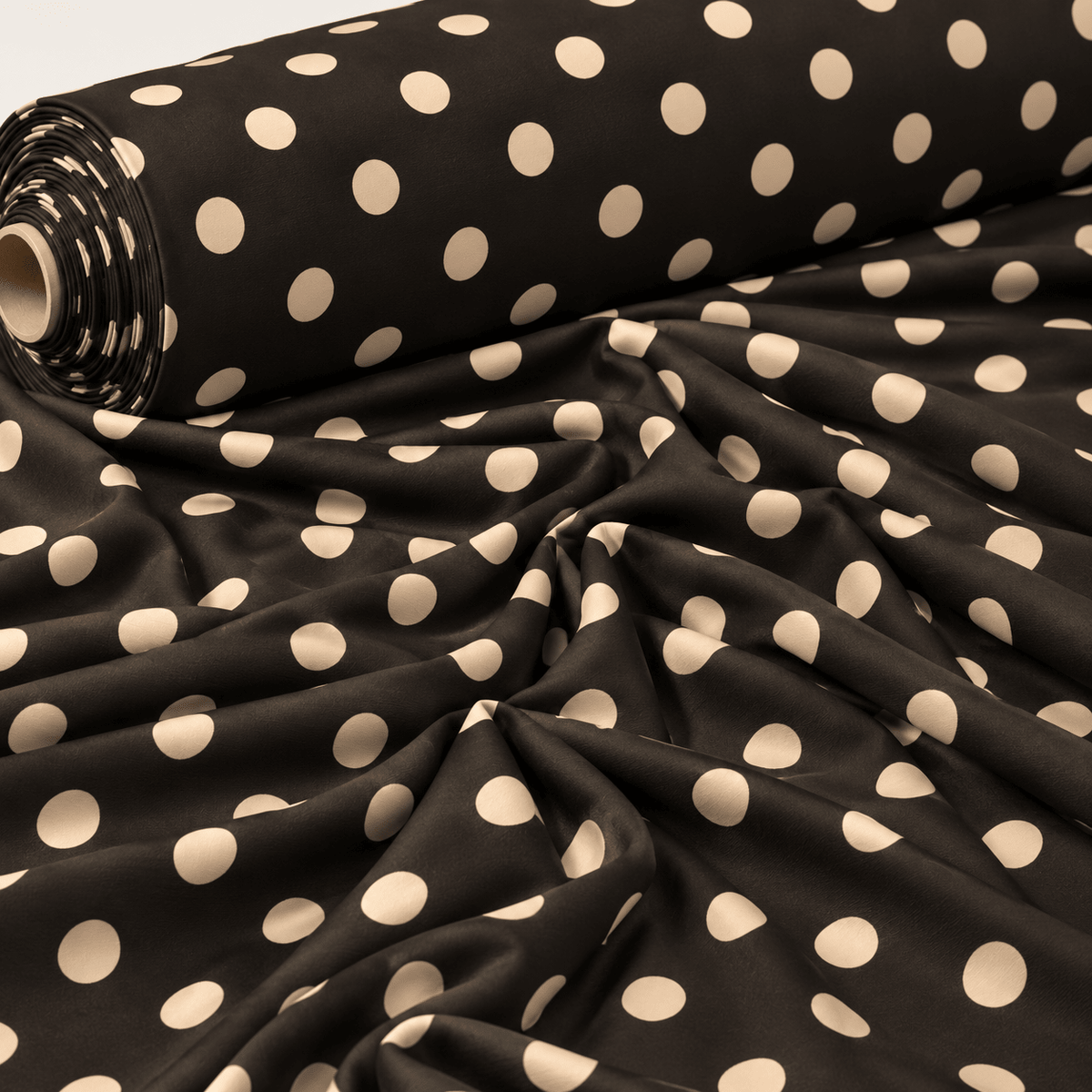 Brown & Cream Polka Dot Fabric by the Metre - Whotex Fabrics London