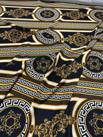 Brown Crepe Silky Fabric, Greek Key Pattern Fabric , Fabric By The Yard - Whotex Online Fabric Store