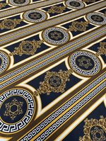 Brown Silky Crepe Fabric with Greek Key Pattern Fabric by Metre - Whotex Fabrics London