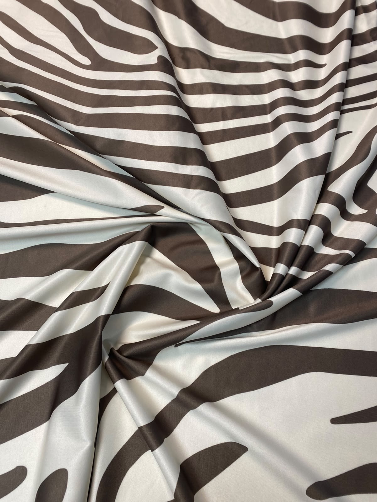 Brown Zebra Spandex Fabric by the Metre - Whotex Fabrics London