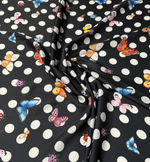 Butterflies Black White Polka Dot Fabric by Metre - Whotex Fabrics London