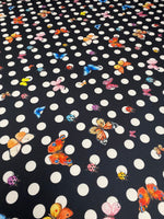Butterflies Black White Polka Dot Fabric by Metre - Whotex Fabrics London