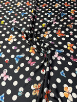 Butterfly Polka Dot Satin Fabric by the Metre - Whotex Fabrics London