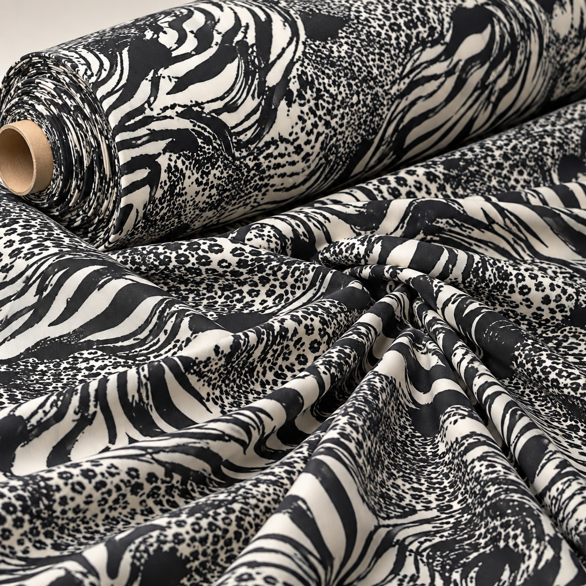 Monochrome Animal Print Fabric by the Metre