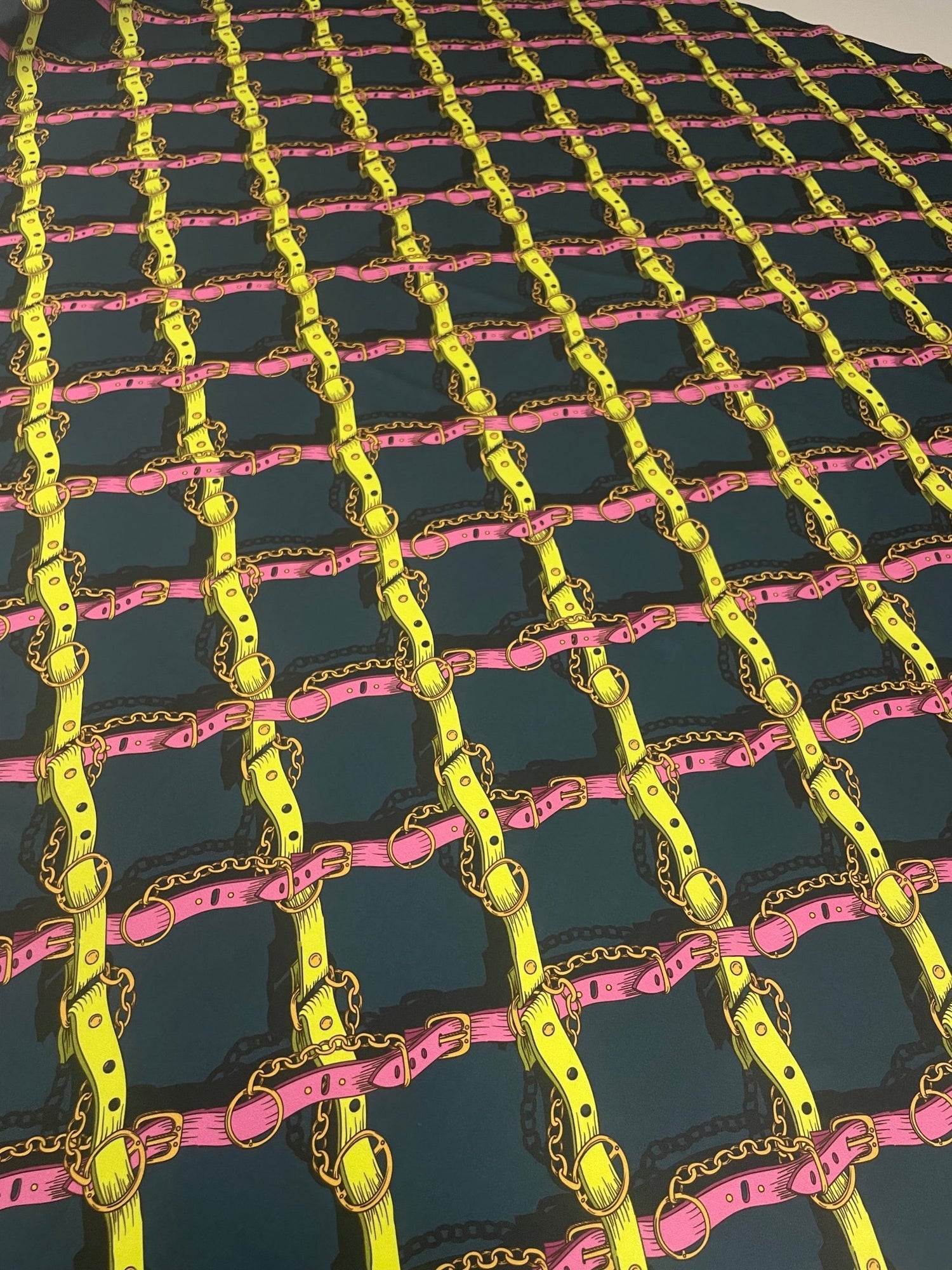 Chain Belt Print Fabric – Bold Graphic Design by Metre - Whotex Fabrics London