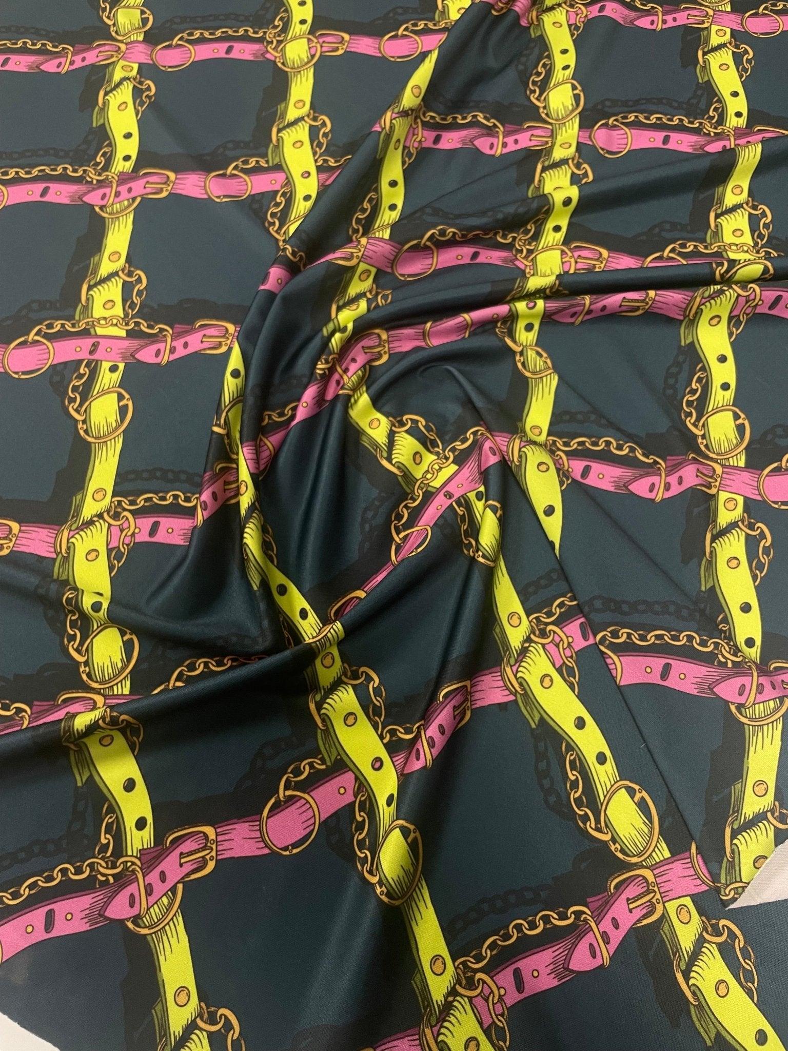 Chain Belt Print Fabric – Bold Graphic Design by Metre - Whotex Fabrics London