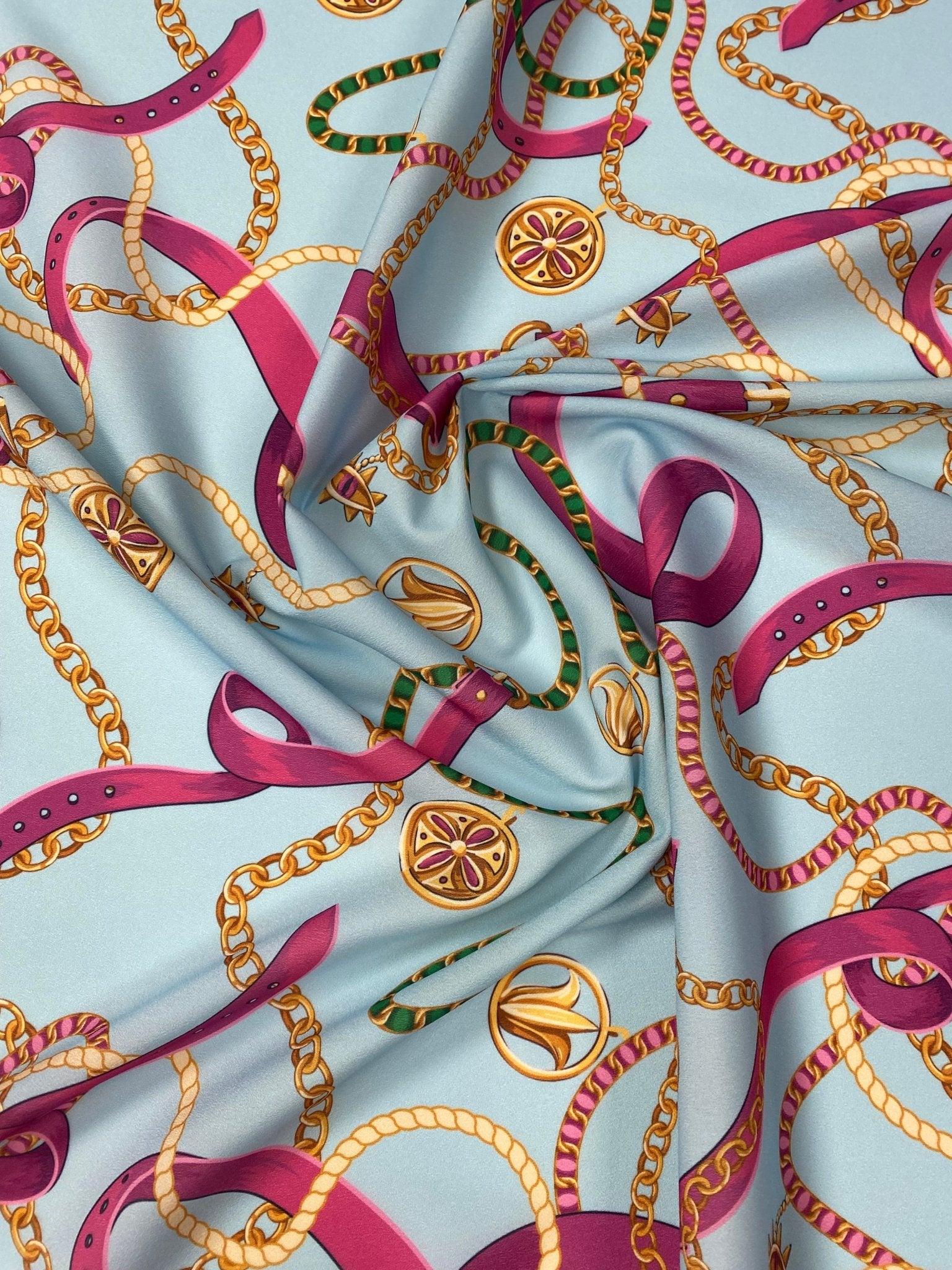 Chain Print Moss Crepe Fabric by the Metre – Whotex Fabrics London