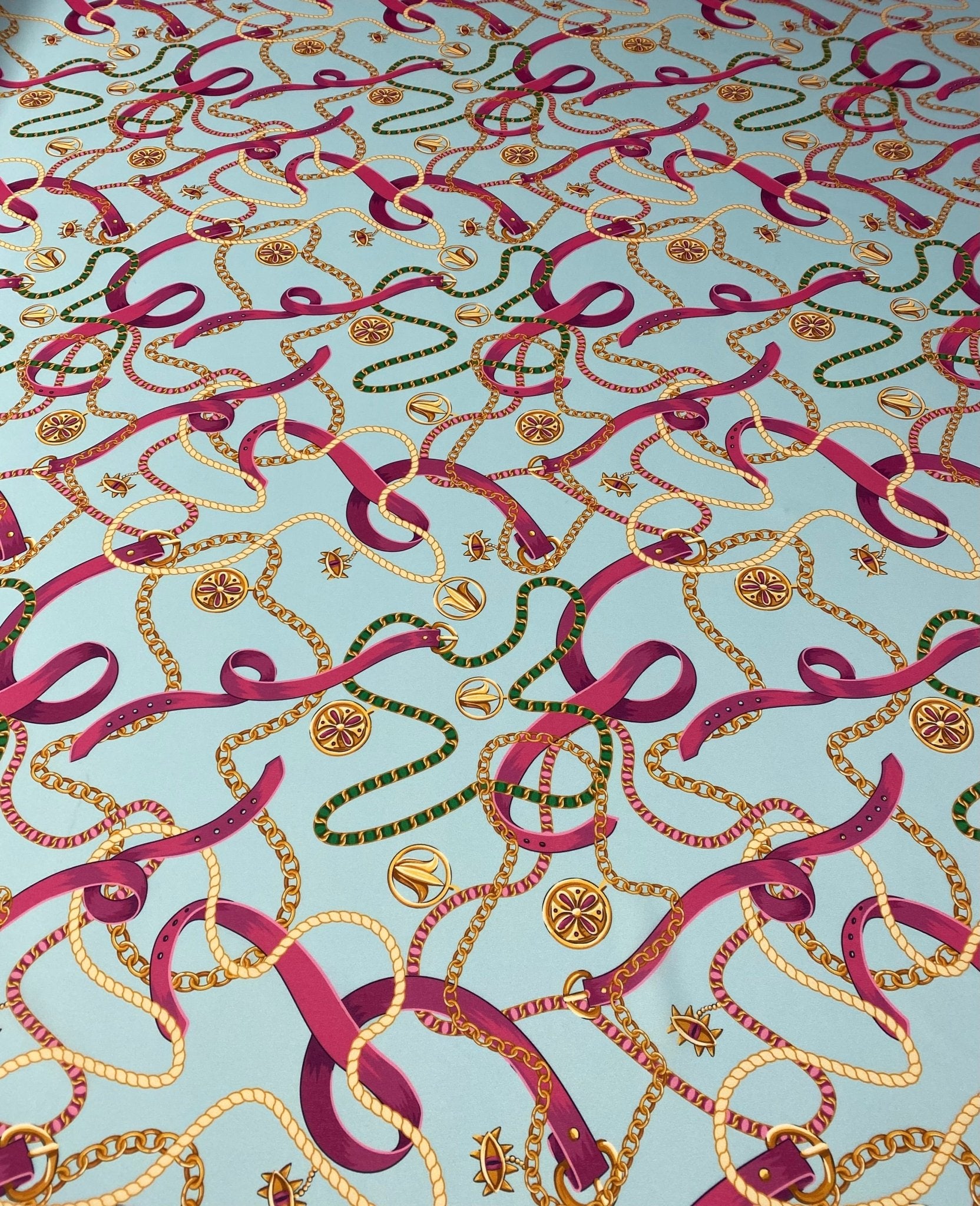 Chain Print Moss Crepe Fabric by the Metre - Whotex Fabrics London