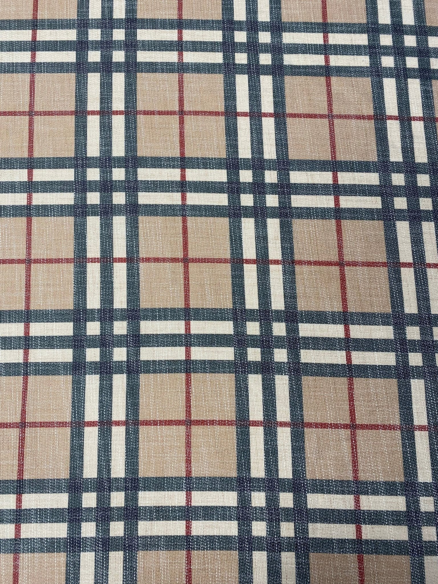 Check Poly Linen Fabric by the Metre - Whotex Fabrics London