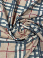 Check Poly Linen Fabric by the Metre - Whotex Fabrics London