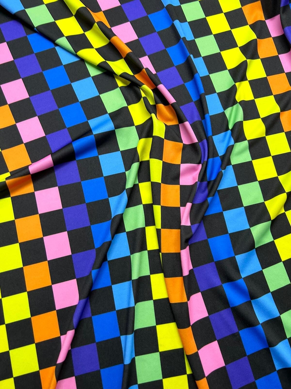 Checkers Print Fabric, Rainbow Colors Fabric By The Yard - Whotex Online Fabric Store