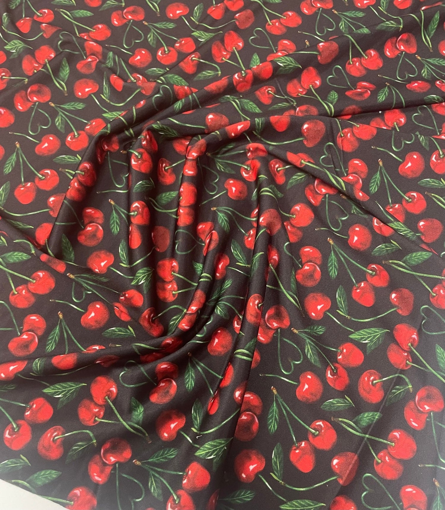 Cherry Print Fabric – Retro Red Fruit Pattern by Metre - Whotex Fabrics London