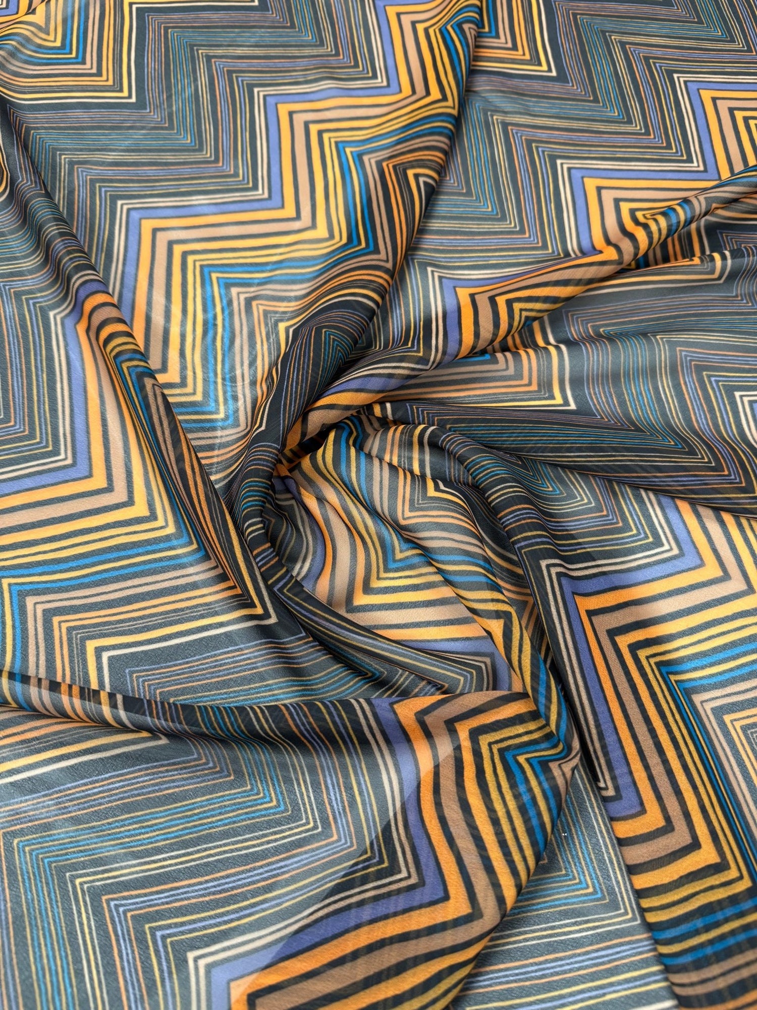 Chevron Print Chiffon Fabric by the Metre - Whotex Fabrics London