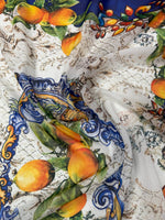 Citrus Baroque Poly Silk Chiffon Fabric by the Metre - Whotex Fabrics London