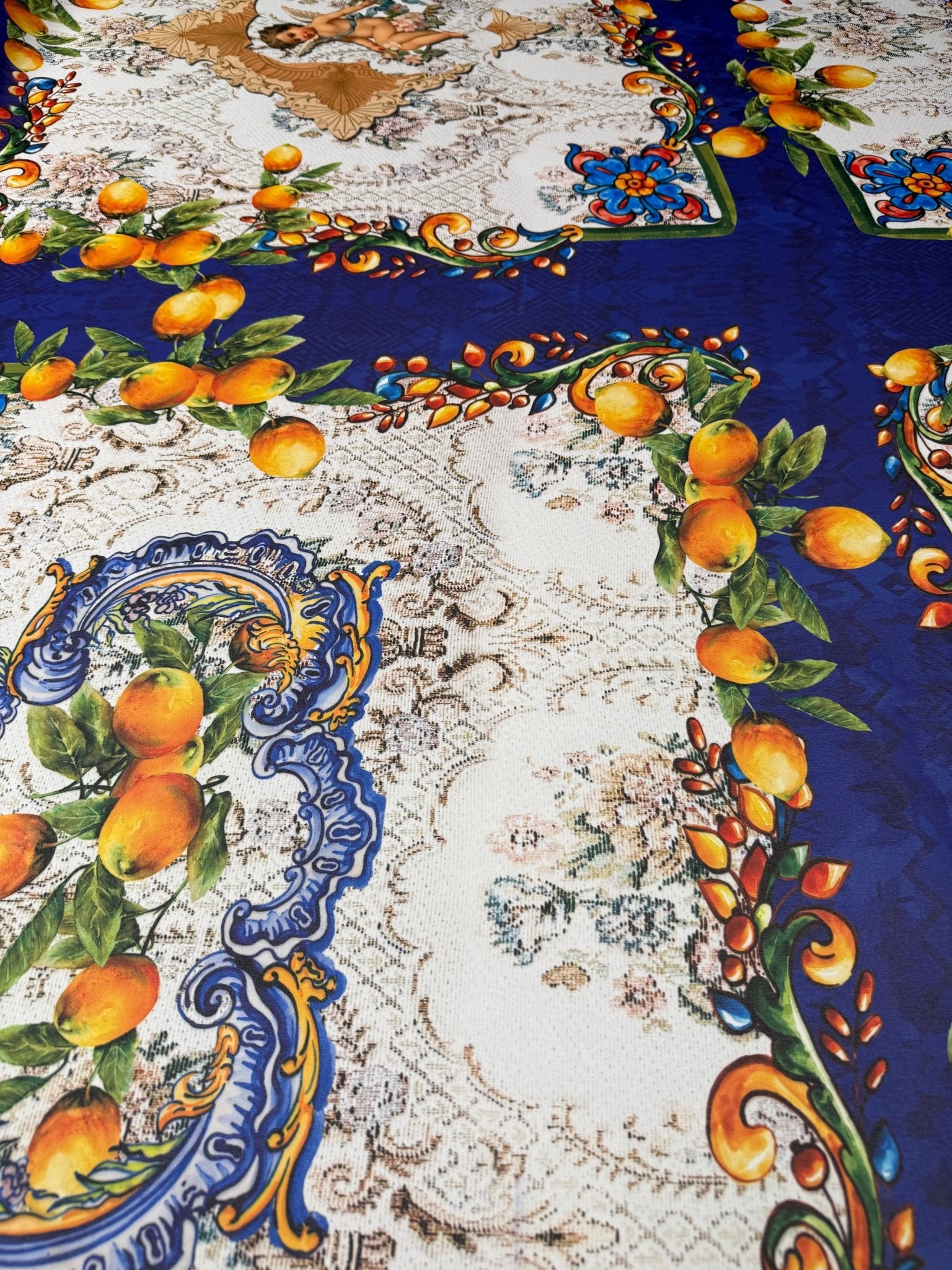 Citrus Baroque Poly Silk Chiffon Fabric by the Metre - Whotex Fabrics London