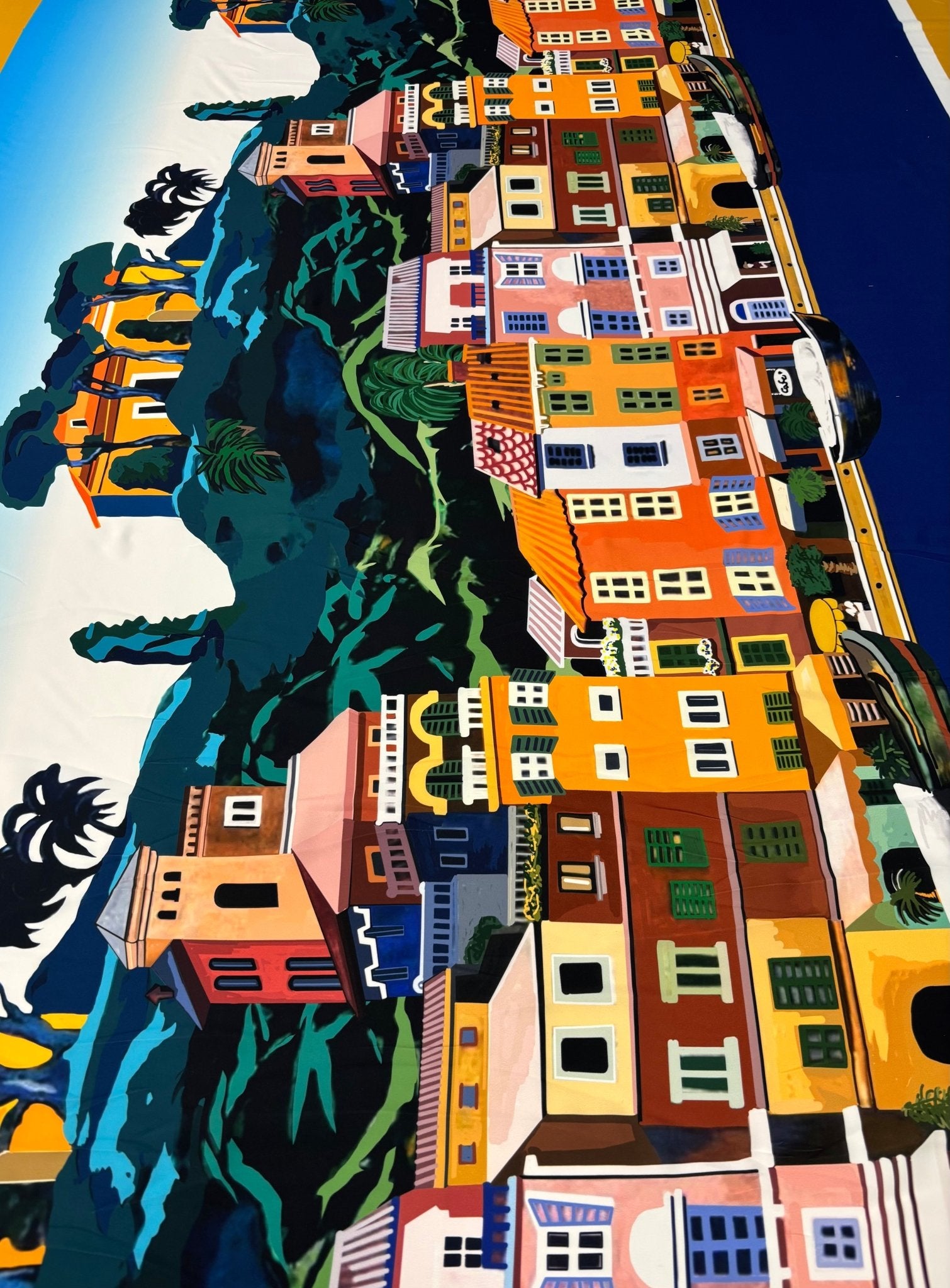 Cityscape Print Crepe Fabric by the Metre - Whotex Fabrics London