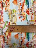 Cityscape Print Moss Crepe Fabric by the Metre - Whotex Fabrics London
