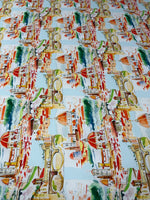 Cityscape Print Moss Crepe Fabric by the Metre - Whotex Fabrics London