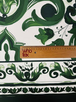 Classic Green Ornamental Upholstery Fabric by the Metre - Whotex Fabrics London