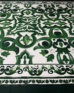 Classic Green Ornamental Upholstery Fabric by the Metre - Whotex Fabrics London