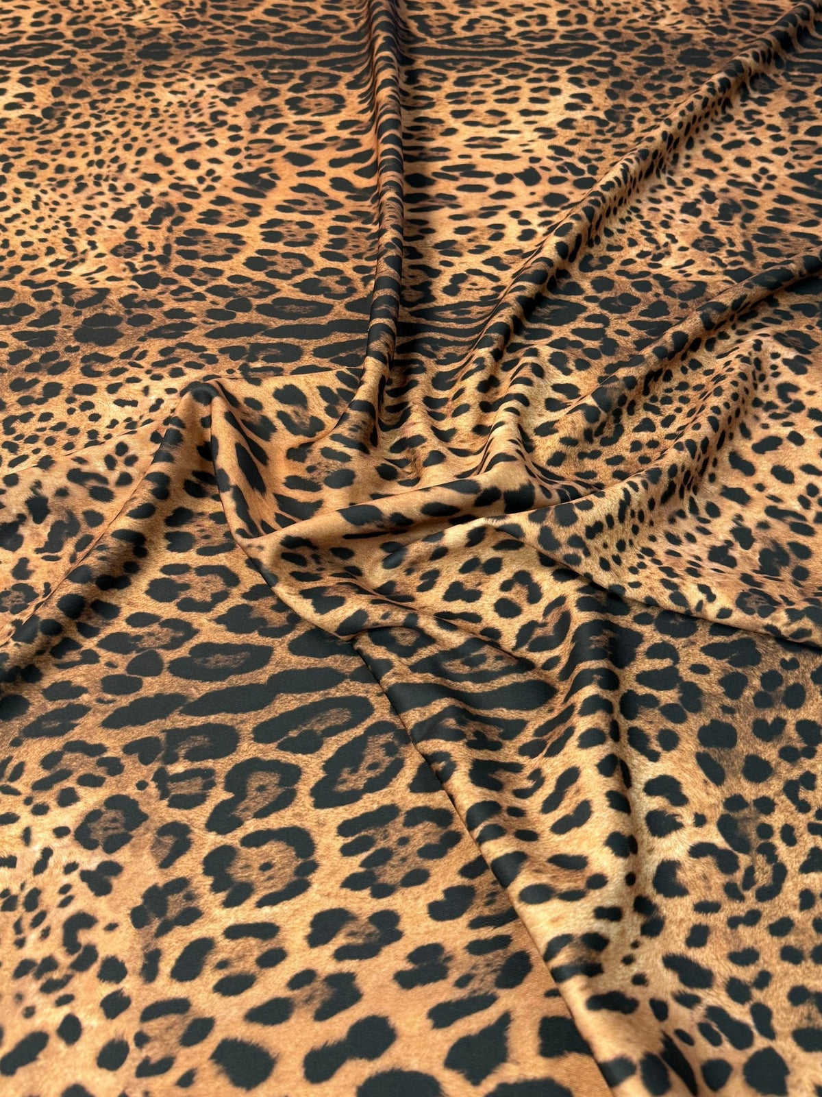 Classic Leopard Stretch Scuba Fabric by the Metre - Whotex Fabrics London
