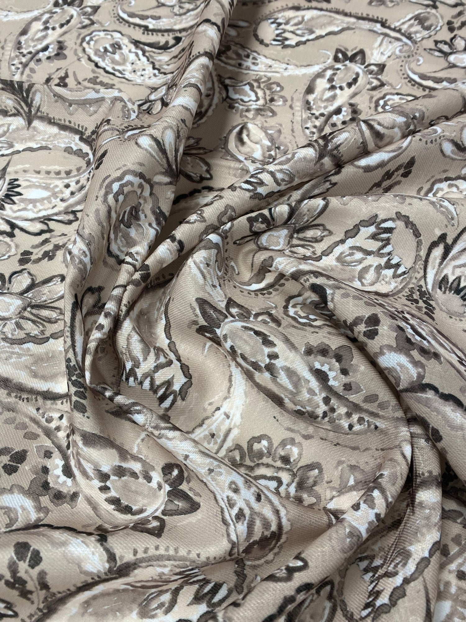 Classic Paisley Linen Fabric by the Metre - Whotex Fabrics London