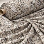 Classic Paisley Poly Linen Fabric by the Metre - Whotex Fabrics London