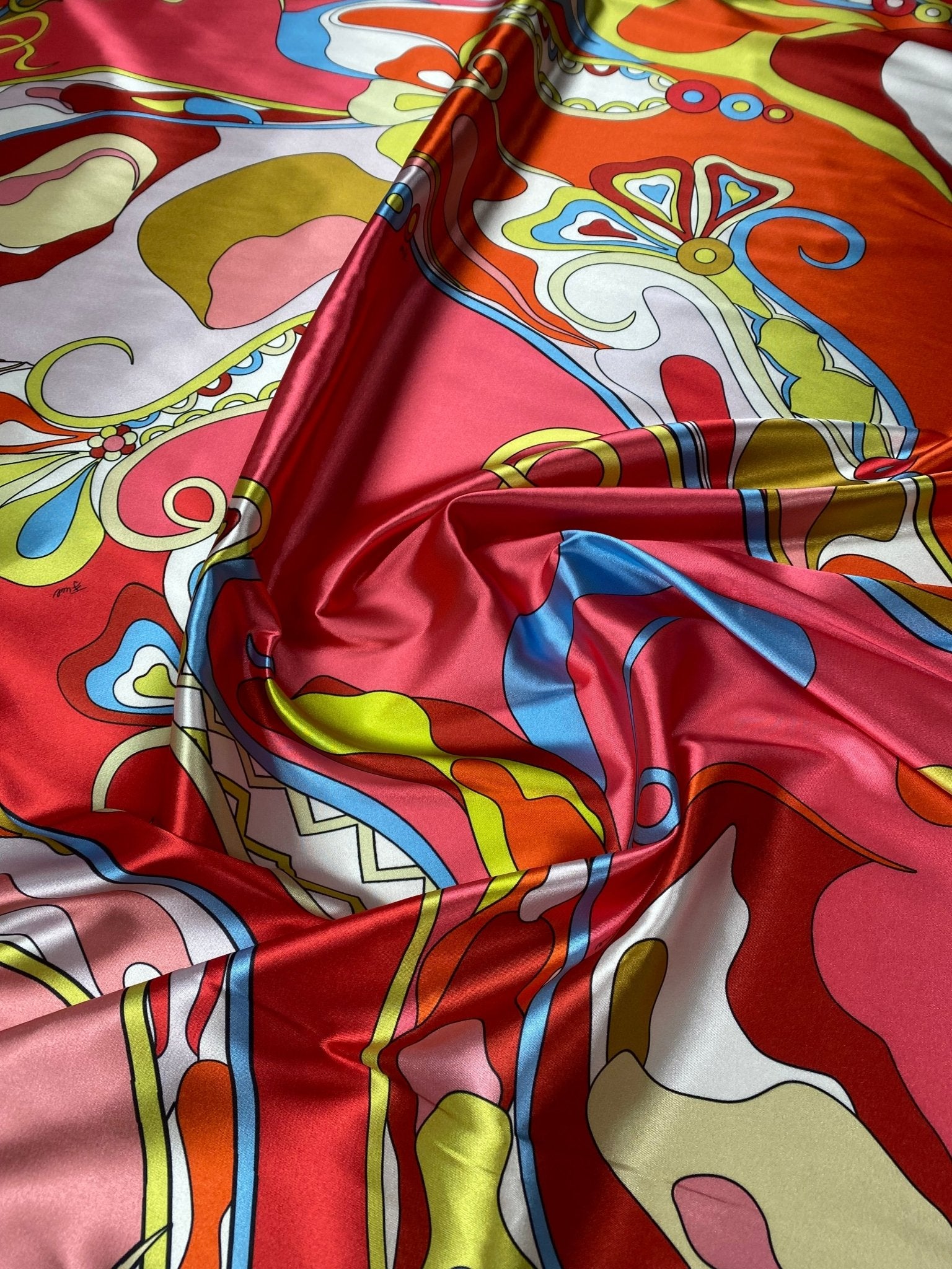 Colorful Abstract Swirl Pattern Fabric Custom Printed by the Metre - Whotex Fabrics London